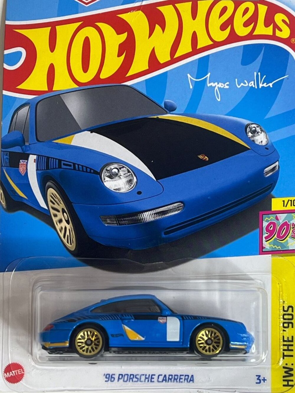 Hot Wheels 96 Porsche Carrera Blue Yellow The 90s 174/250 1:64 Diecast